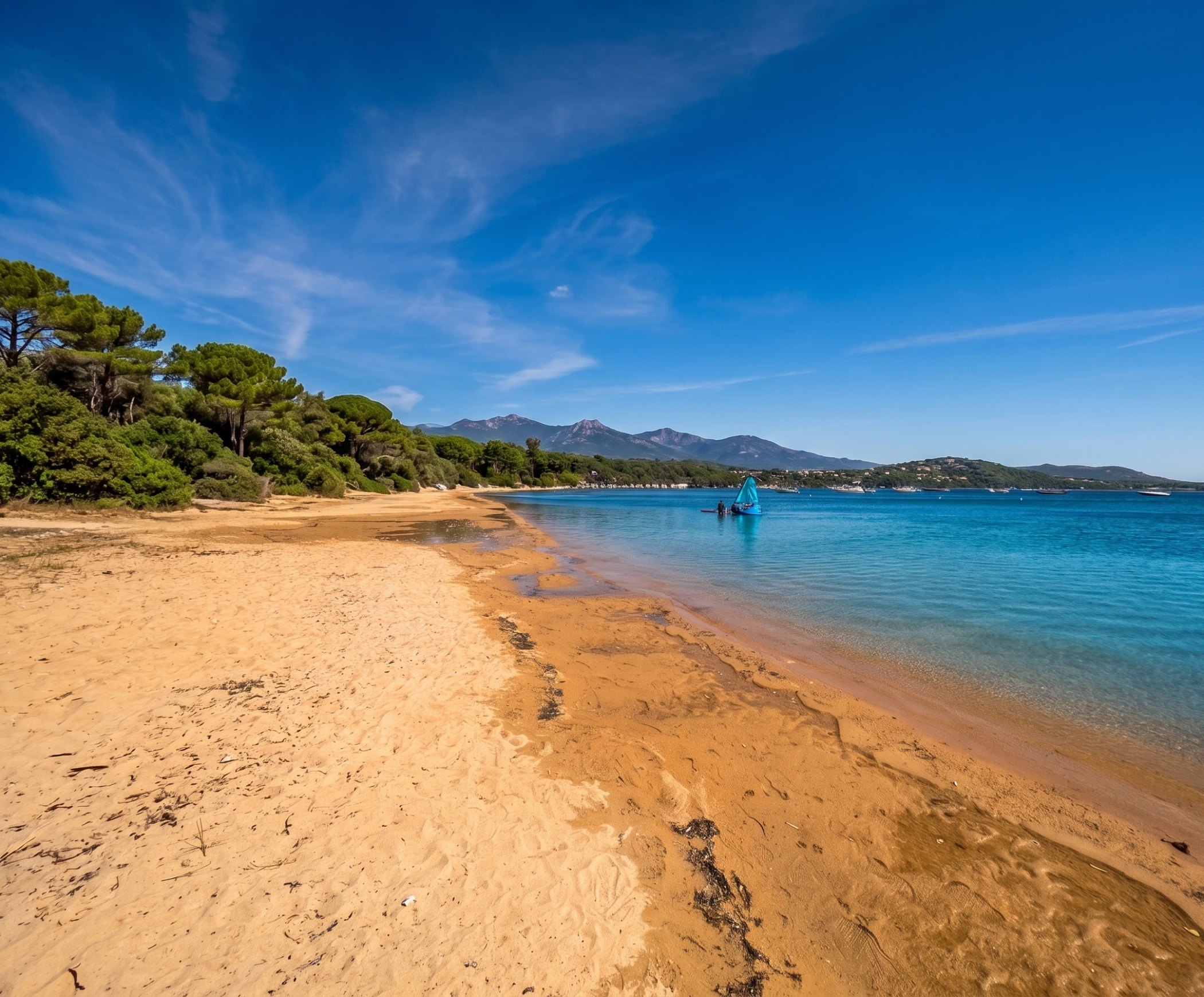 Plage de sable doré et eau turquoise