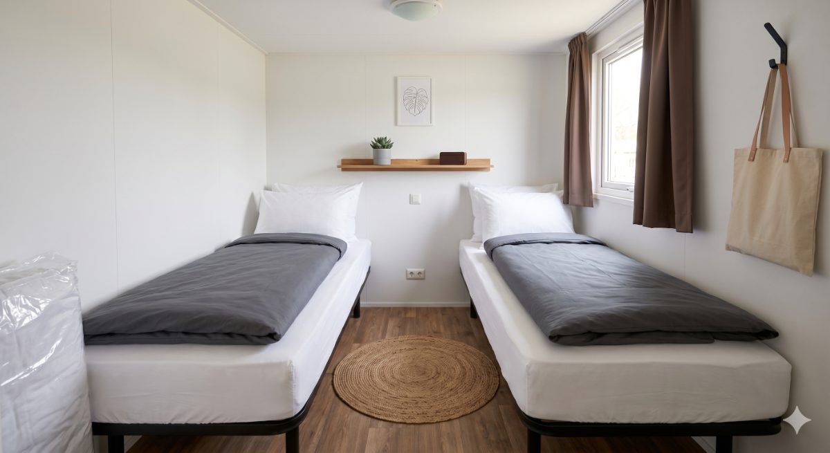 Chambre lumineuse à deux lits simples