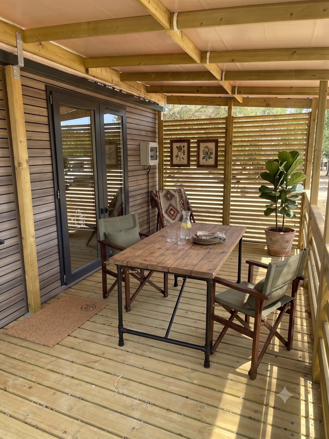 Terrasse couverte du mobil-home 3 chambres